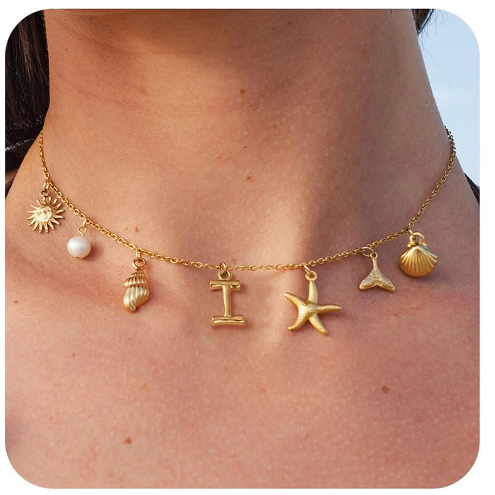 Surfer Girl Necklace Beach Jewelry Initial Necklace