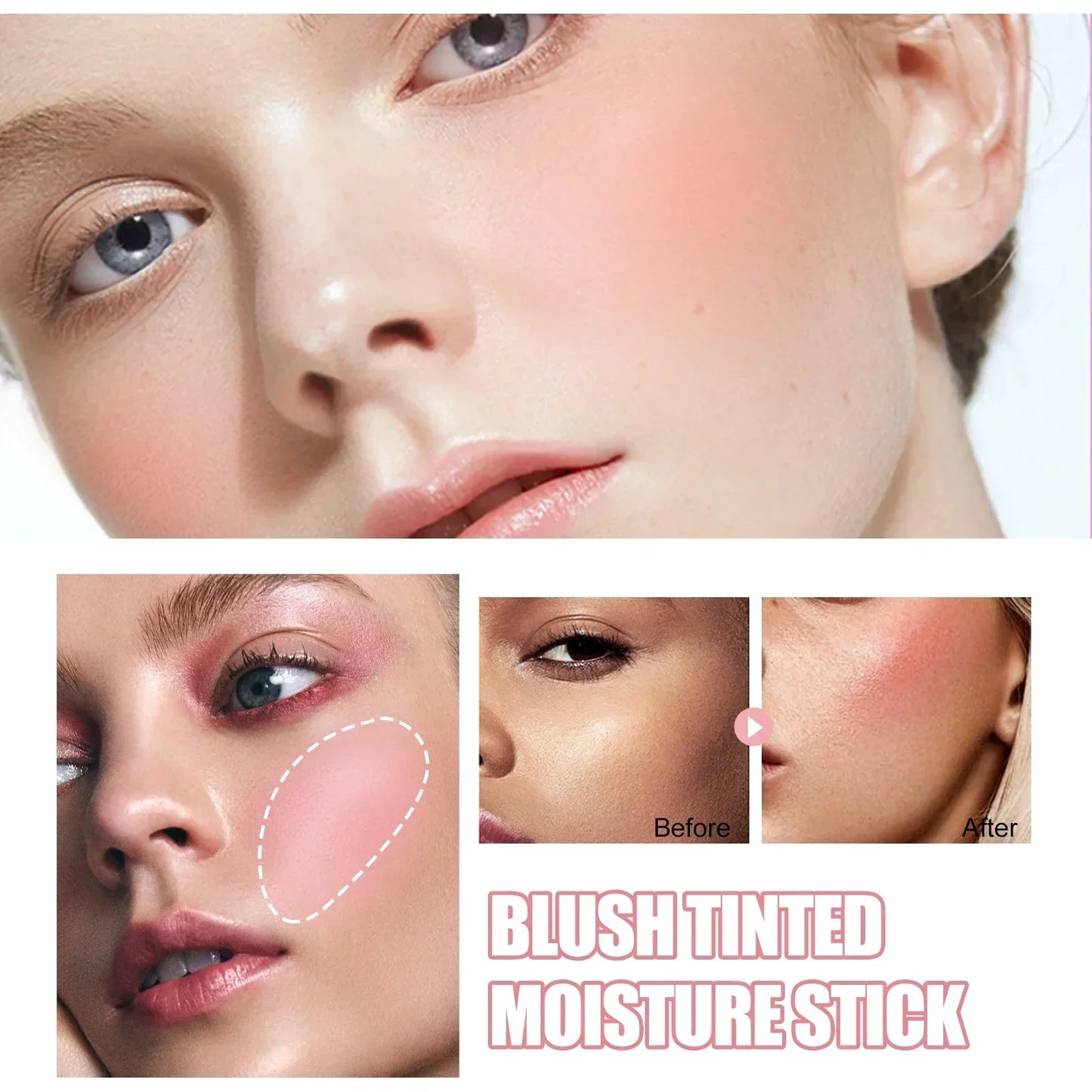 3pcs Red/Pink Silky Matte Pearl Blush Cream