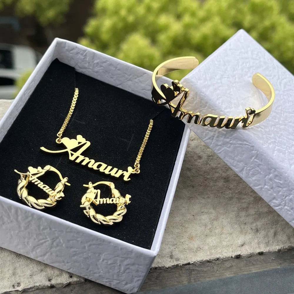 DUOYING Custom Name Jewelry Set