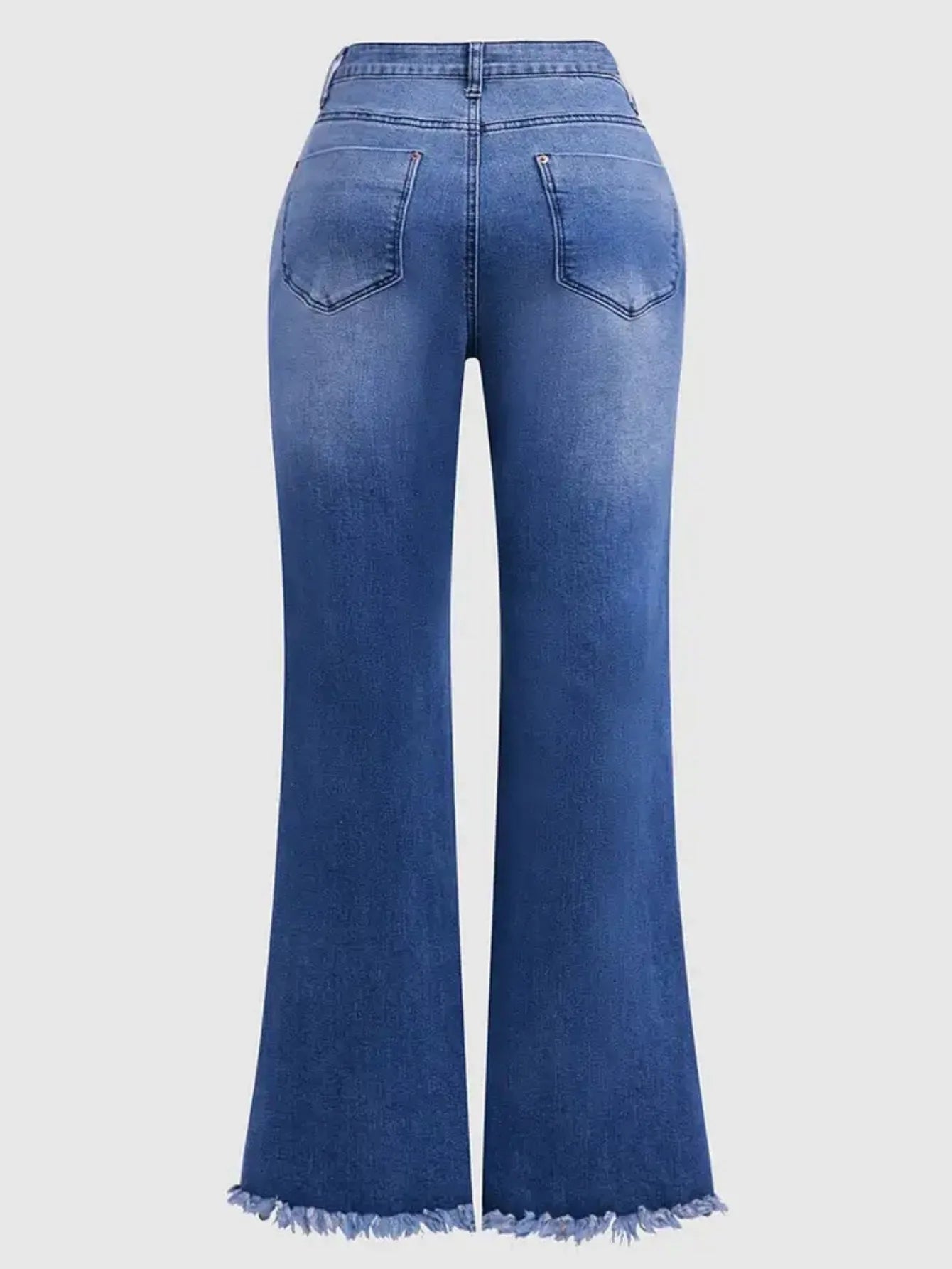 Floral Print High Waist Stretch Denim Flare Slim Fit