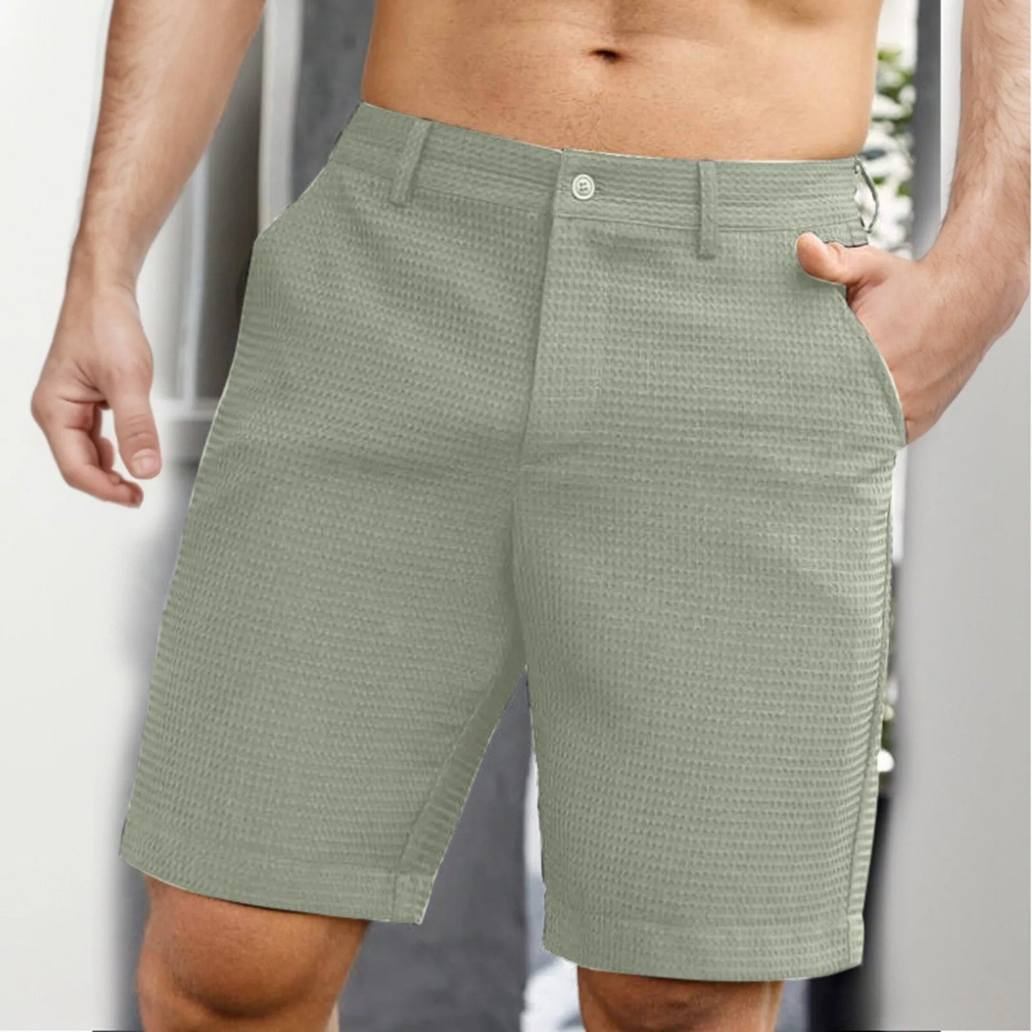 Men's Summer Quarter Pants Solid Color Casual