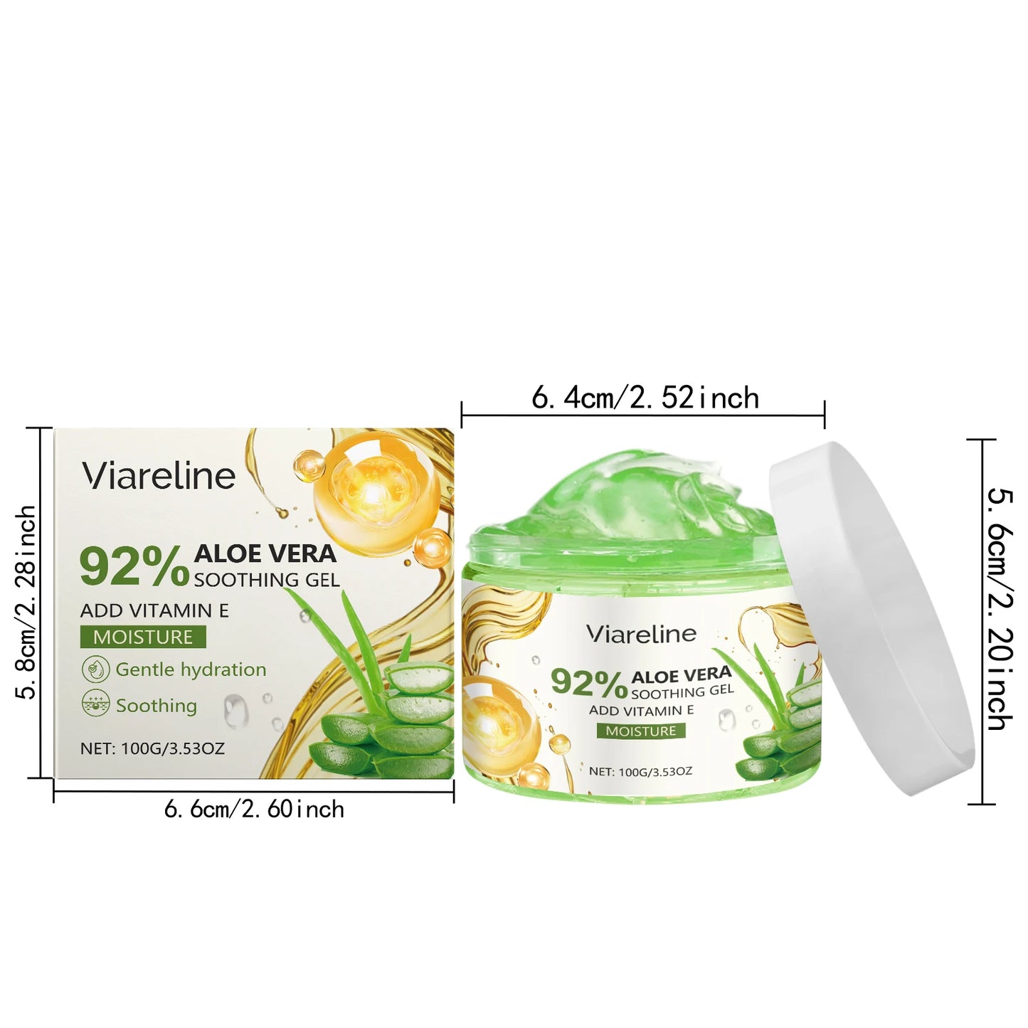 Viareline Aloe Vera Facial Care Gel Moisturizing Soothing Relief