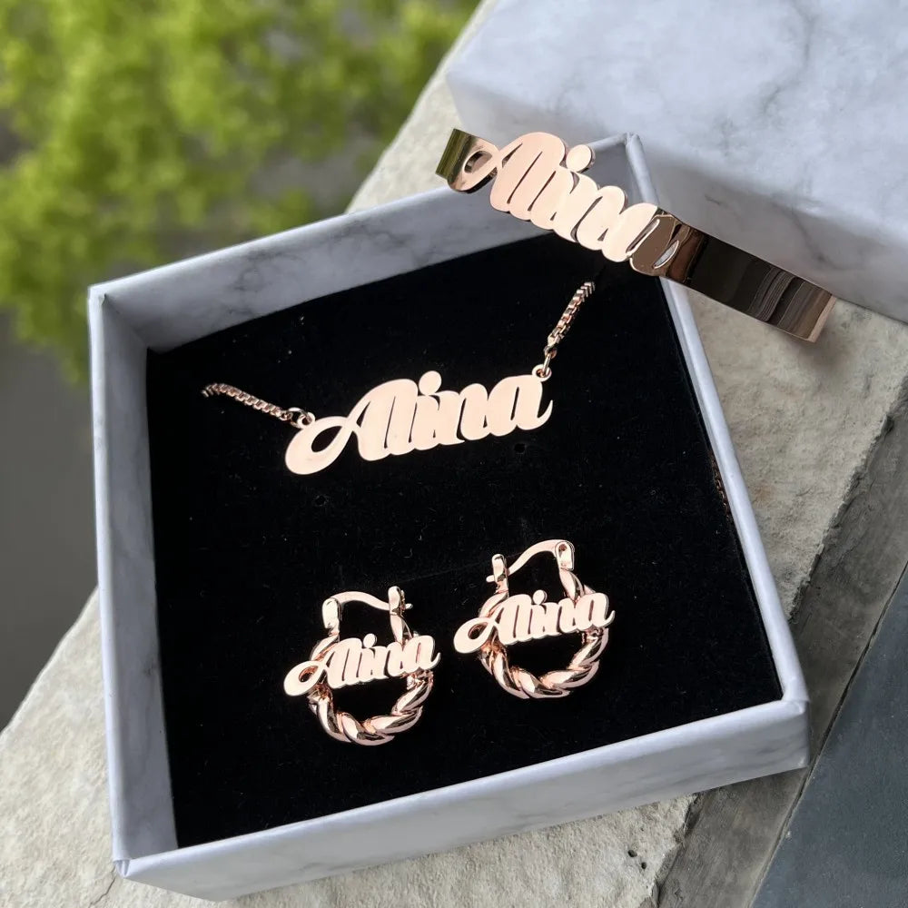 DUOYING Custom Name Jewelry Set