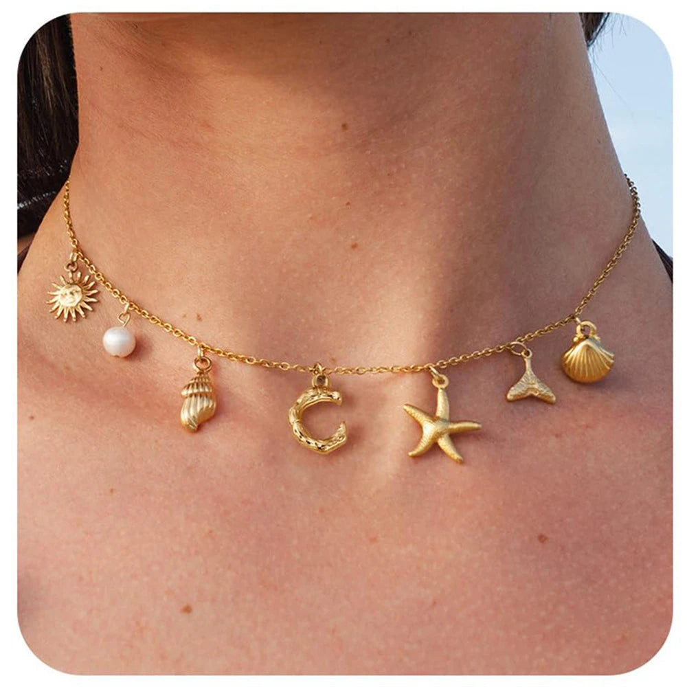 Surfer Girl Necklace Beach Jewelry Initial Necklace