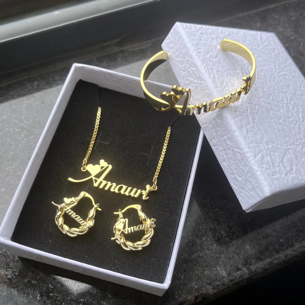 DUOYING Custom Name Jewelry Set
