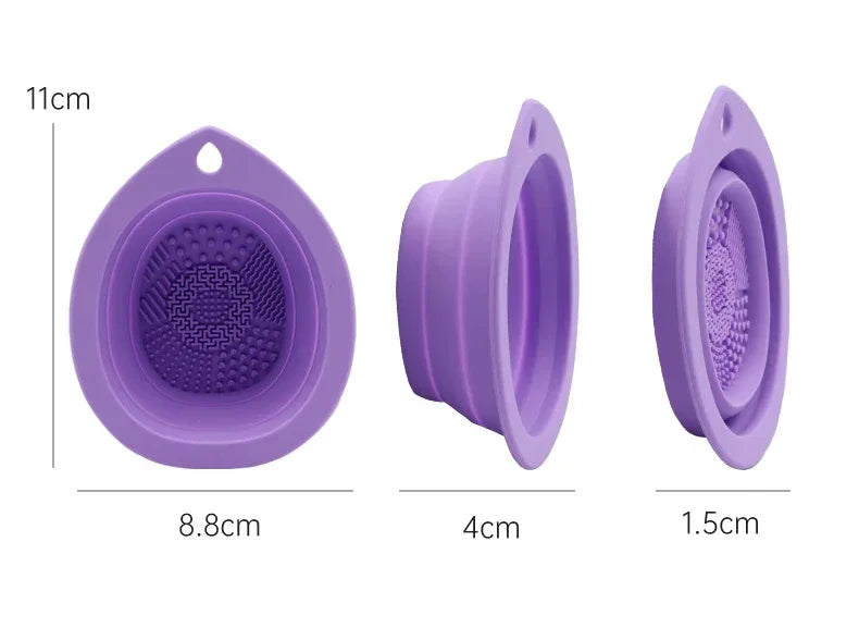 Silicone Makeup Brush Cleaner Foldable Powder Puff Bowl