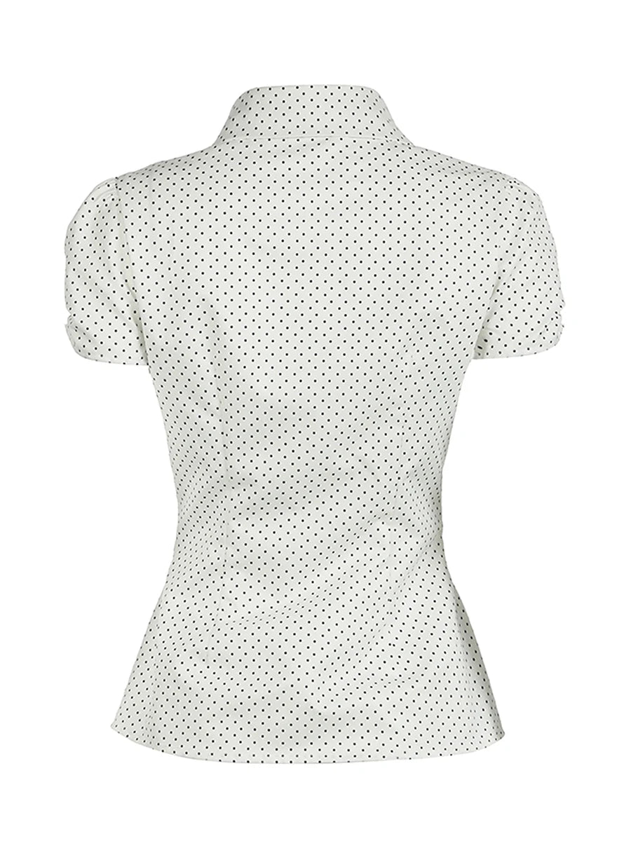 Highco Women's Polka Dot Print Button Down Shirt