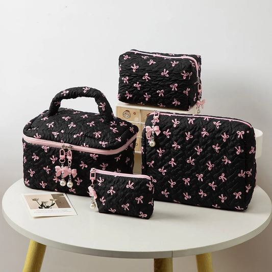 3 Pcs Cute Makeup Bag Bowknot Printed