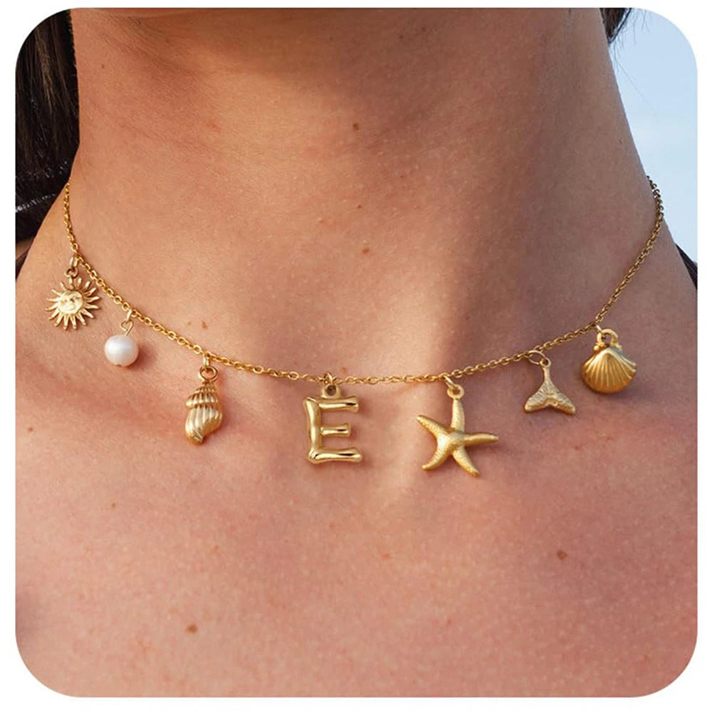 Surfer Girl Necklace Beach Jewelry Initial Necklace
