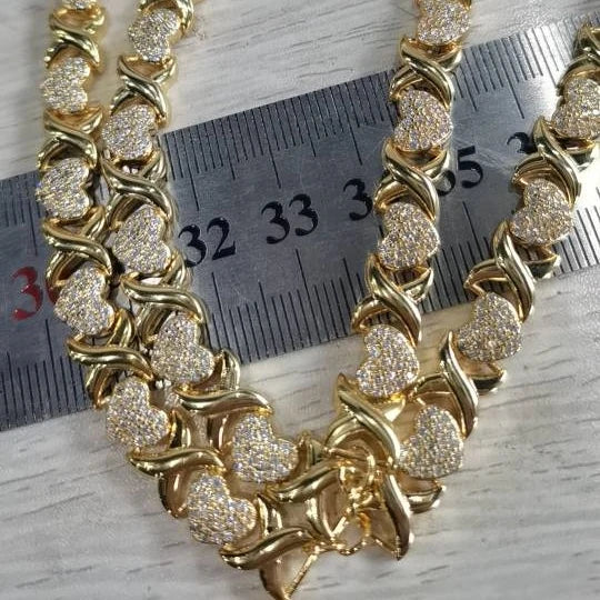 DUOYING Heart Charm Letter Choker Zircon Pave Necklaces I Love You Crystal XOXO Necklace Bubble Pendant Necklace Jewelry Set