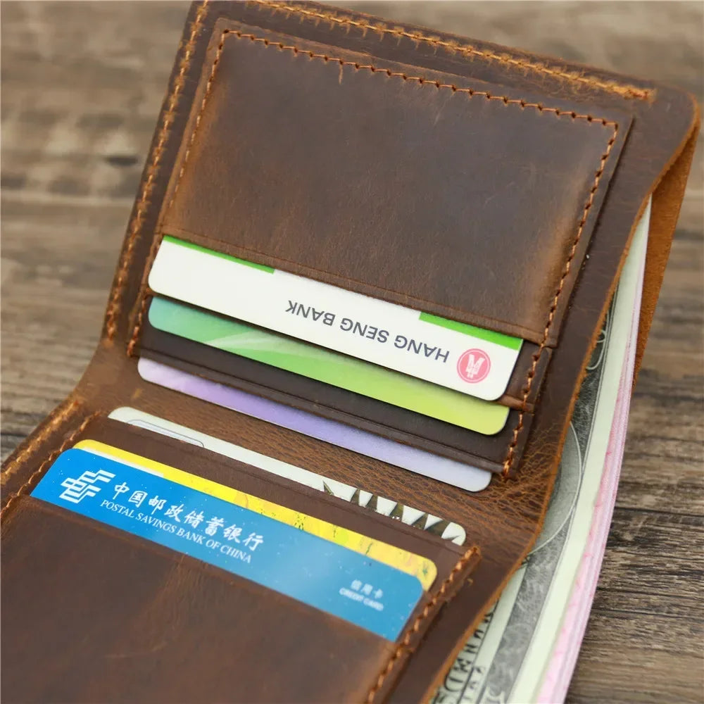 Genuine Leather Crazy Horse Wallet With Card Holder