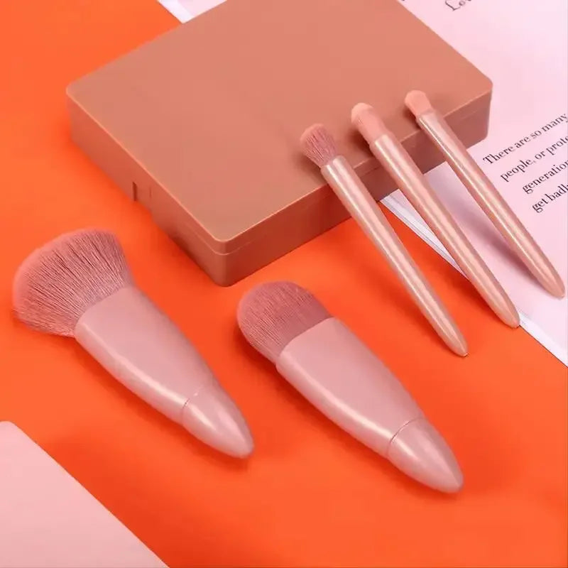 Five Piece Wool Fiber Makeup Brush Set Flawless Finish