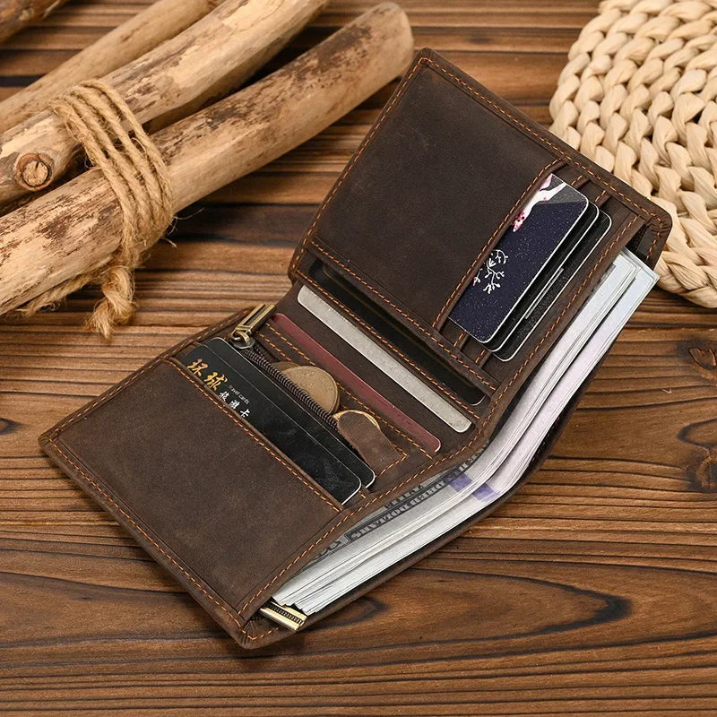 Genuine Leather Short Wallet Card Holder For Men Premium