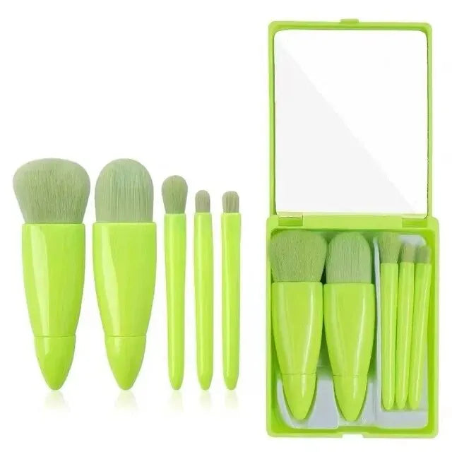 Five Piece Wool Fiber Makeup Brush Set Flawless Finish