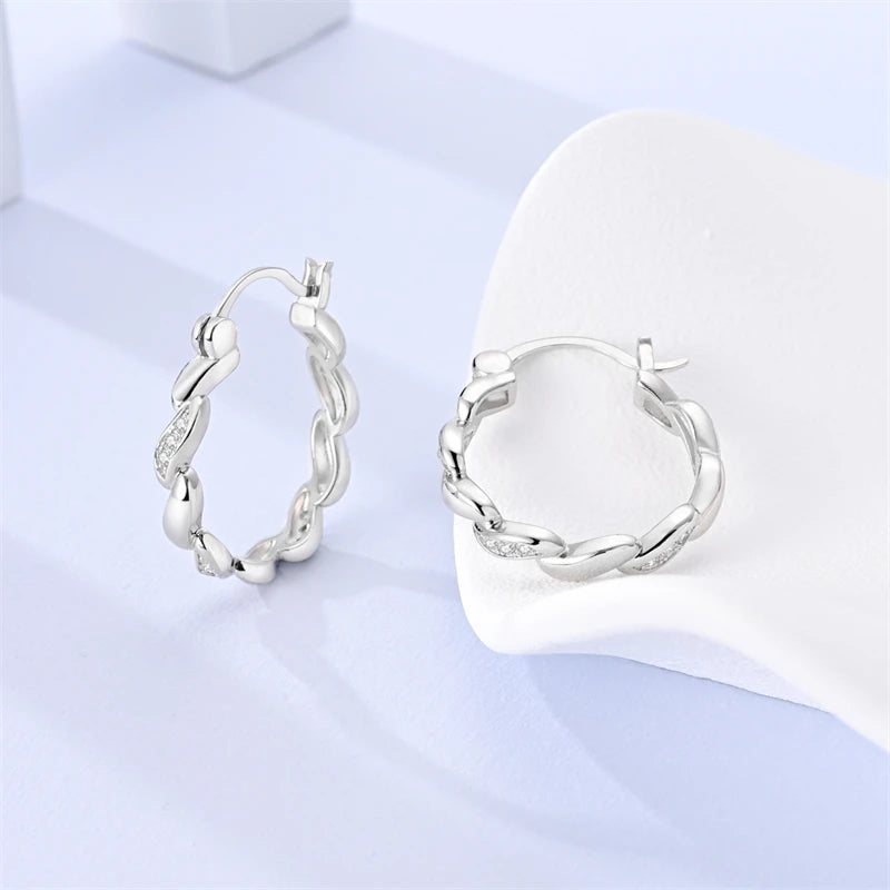 925 Sterling Silver Earring Round Shape Hoop Earrings