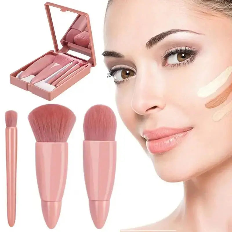 Five Piece Wool Fiber Makeup Brush Set Flawless Finish