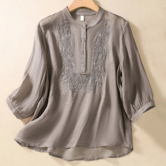 Vintage Shirts for Women Female Solid Color