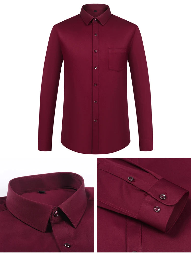 Mens Sleek Stretch Long Sleeve Button Up Shirt Chest Pocket