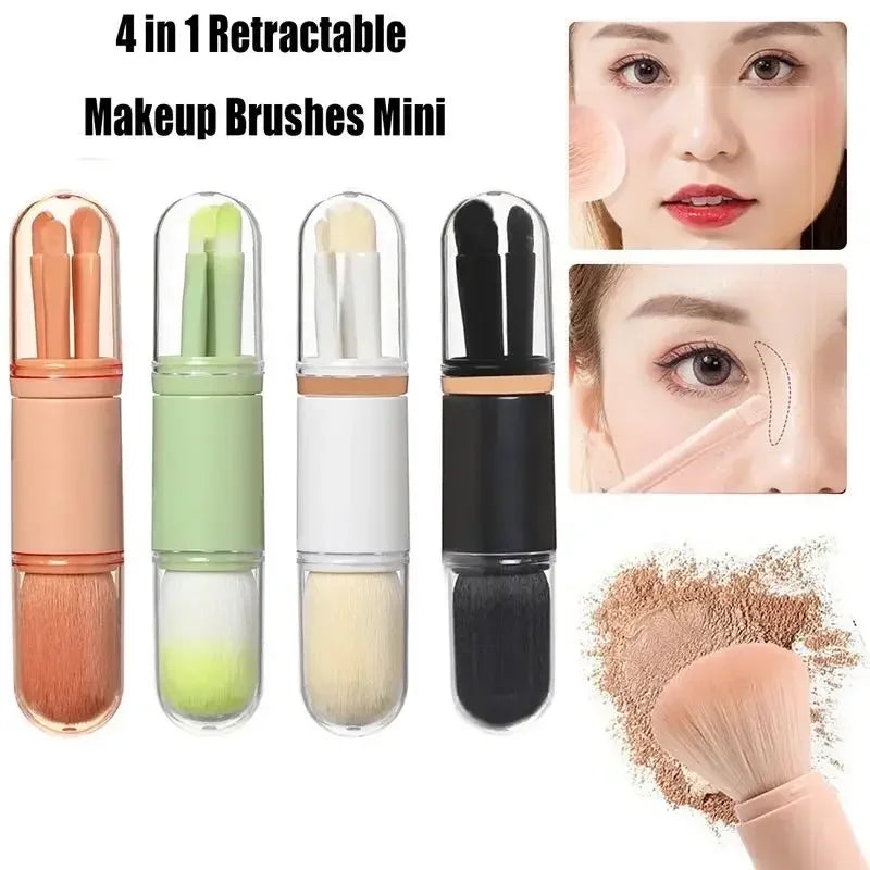 Telescopic 4 In 1 Makeup Brush Set Portable Travel Kit