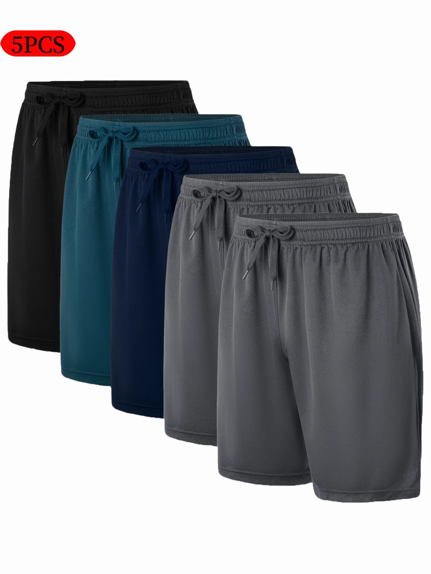 5-piece men's casual shorts with drawstring waistband,
