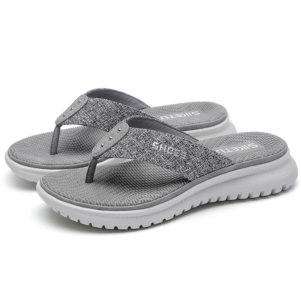 Womens Wedge Sandals Comfortable Thong Slippers