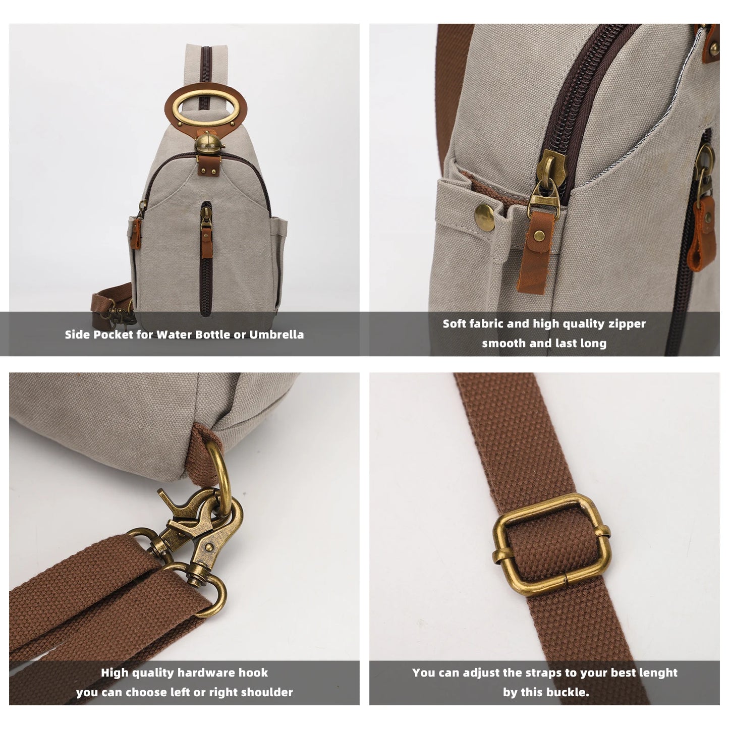 KouLi Buir Canvas Sling bag,Small Crossbody Backpack,Convertible
