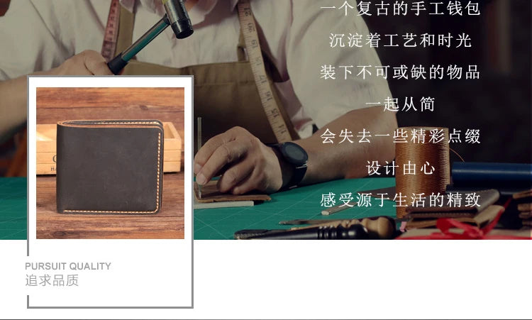 Vintage Crazy Horse Genuine Leather Wallet For Men