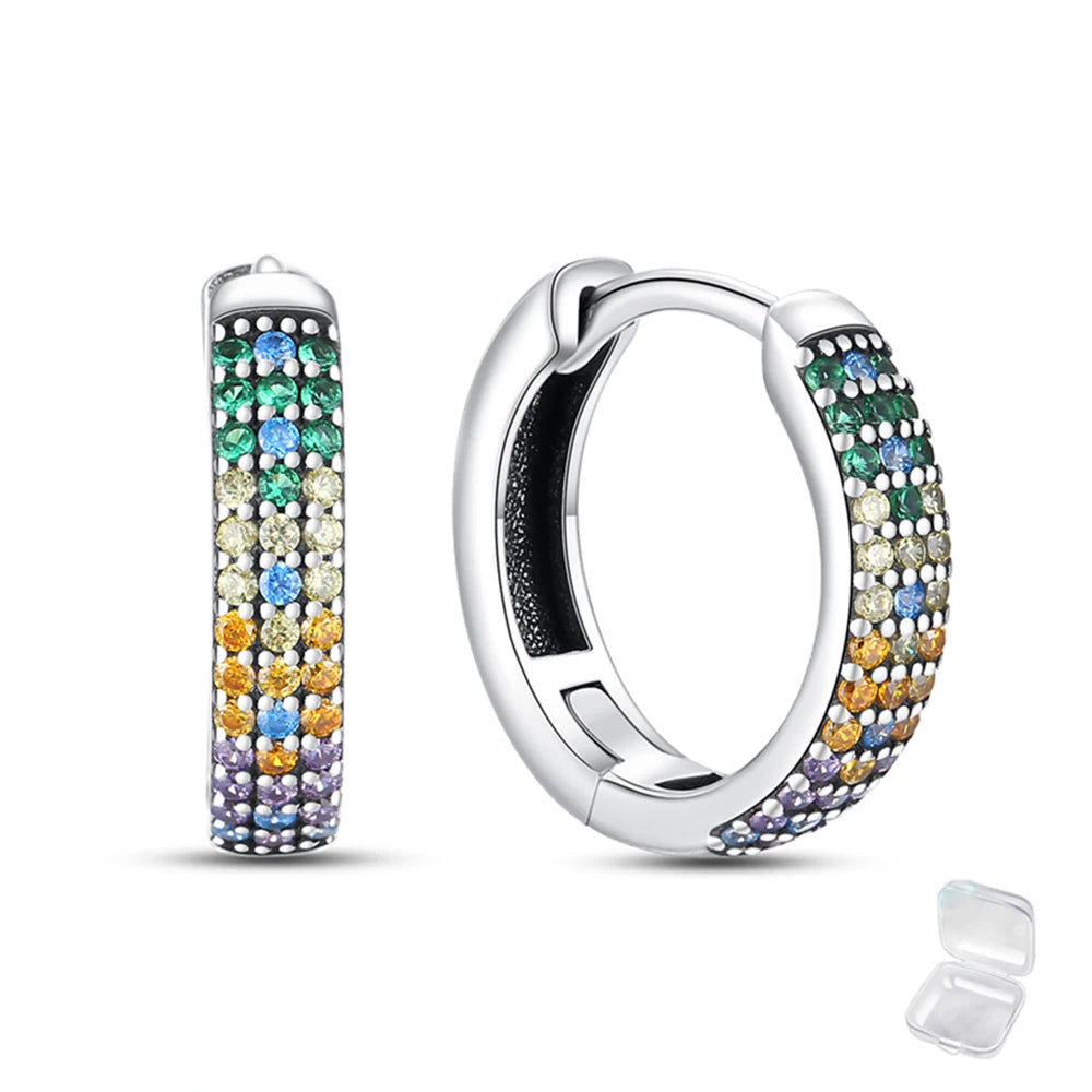 925 Sterling Silver Geometric Colored Striped Ladybug Green Snake Hoop Earrings