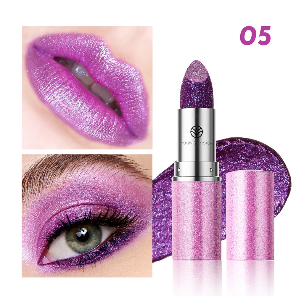 YOUNG VISION 6 pearlized shimmer lipsticks and eyeshadows