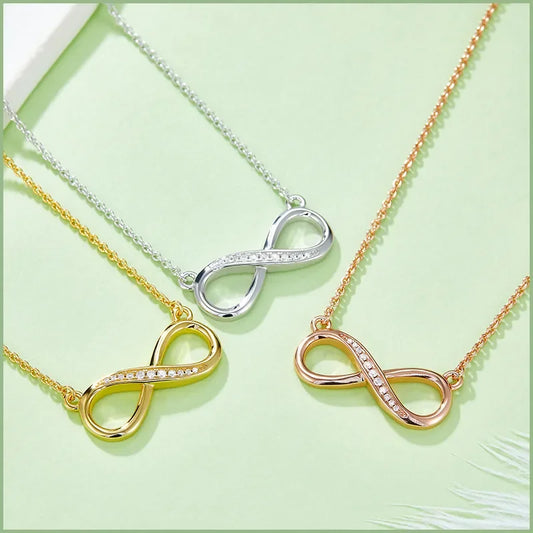 Rose Gold 925 Sterling Silver Moissanite Infinity Necklace