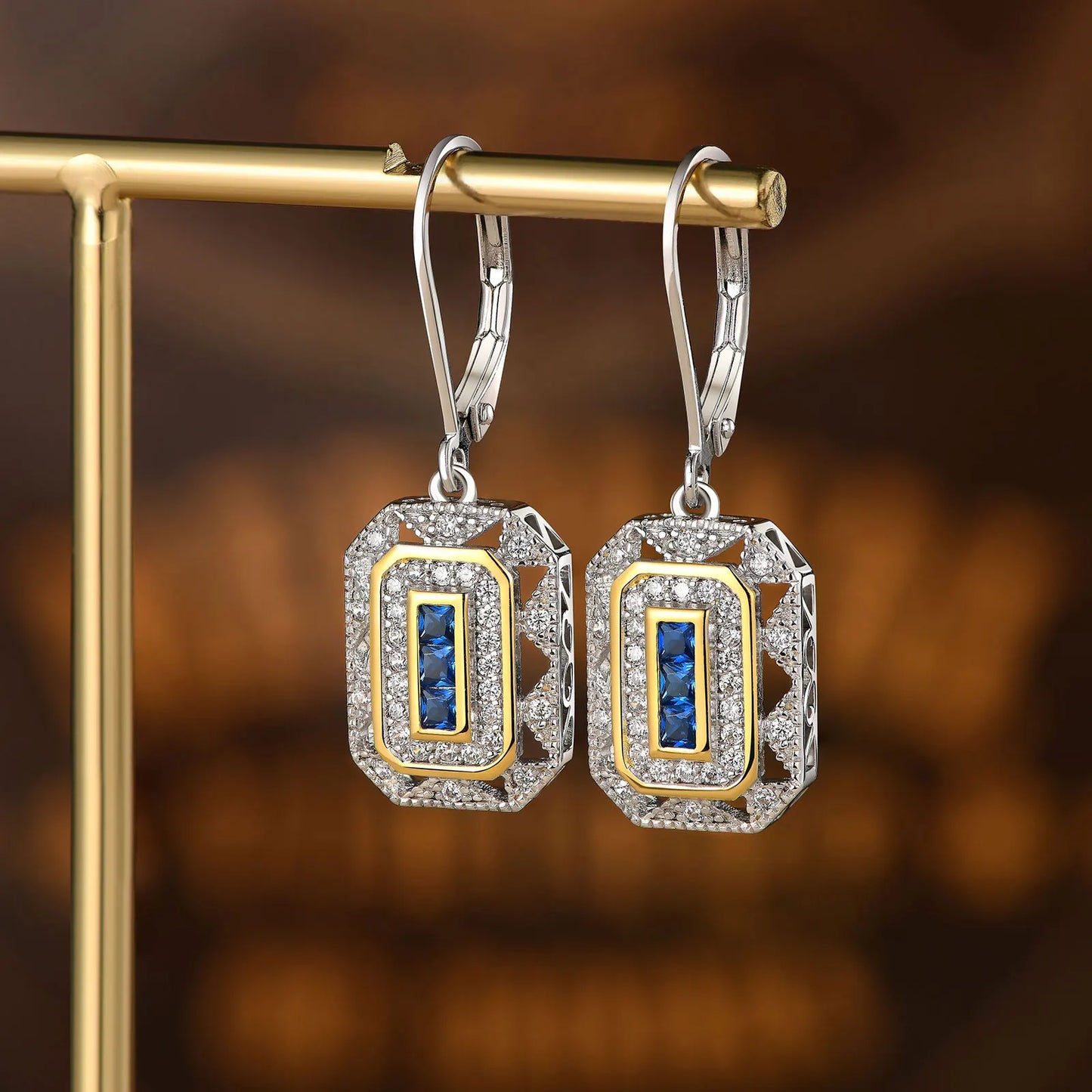 Solid 925 Sterling Silver K Gold Dangle Drop Earrings