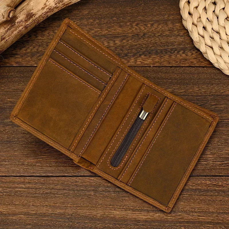 Genuine Leather Short Wallet Card Holder For Men Premium