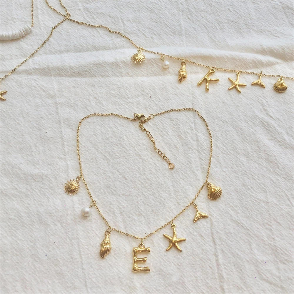 Surfer Girl Necklace Beach Jewelry Initial Necklace