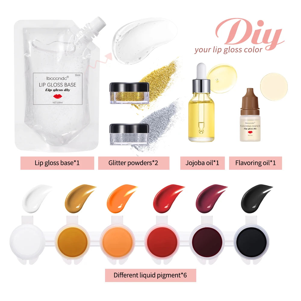 Lip Gloss Base Moisturizing Diy New Lip Gloss Making Kit Raw Material Tool Kit Shiny Glitter Lip Tints Glaze Handmade Cosmetic