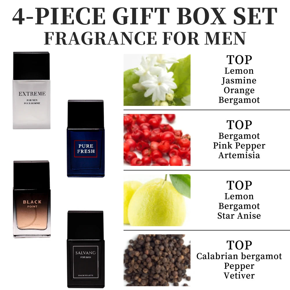 Men's Eau De Toilette Spray Gift Box 4-Piece Set