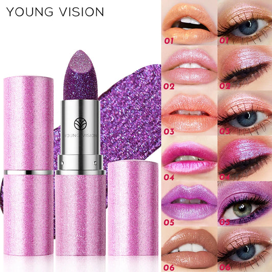 YOUNG VISION 6 pearlized shimmer lipsticks and eyeshadows