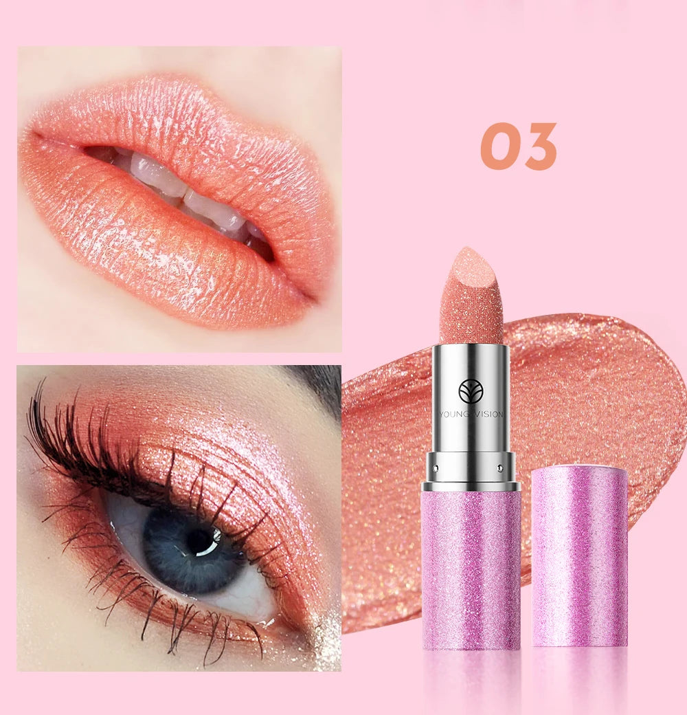 YOUNG VISION 6 pearlized shimmer lipsticks and eyeshadows