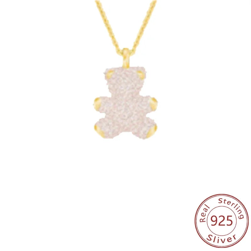 New 925 Silver Bear Necklace 3D