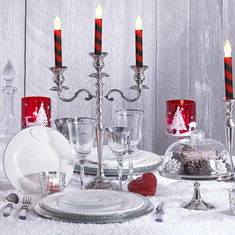 Led Halloween Flameless Candles Stripe Design 12 Pack