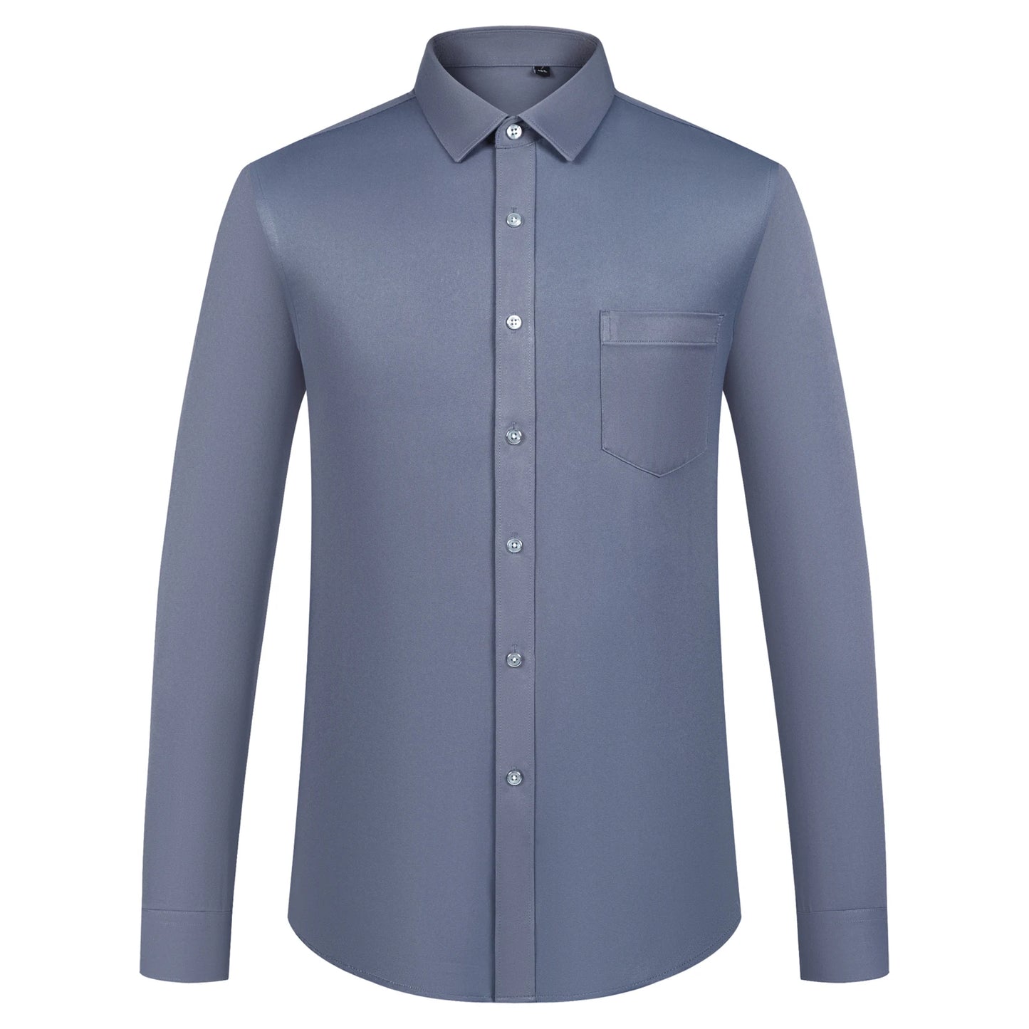 Mens Sleek Stretch Long Sleeve Button Up Shirt Chest Pocket