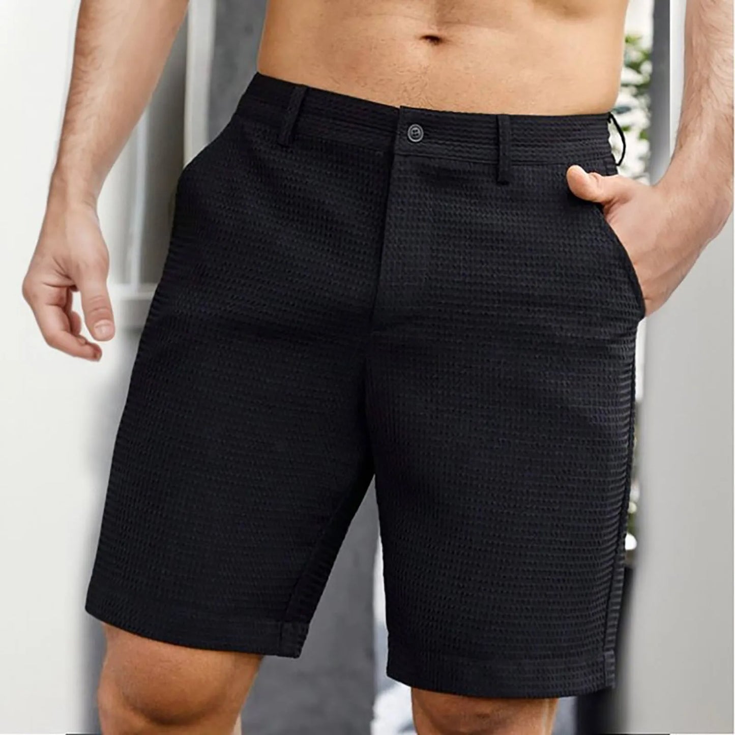 Men's Summer Quarter Pants Solid Color Casual