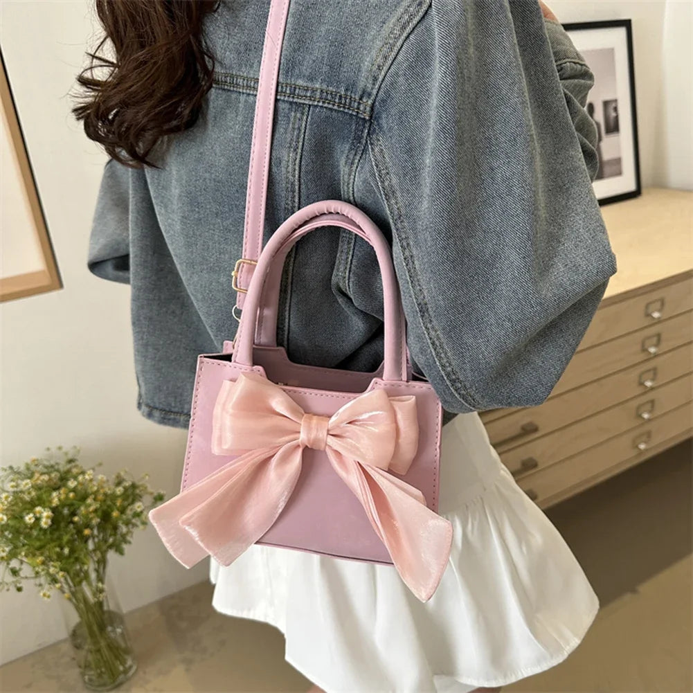 Fashion Purses for Women Bow Handbags Purse Luxury Design PU Faux Leather Top Handle Clutch Shoulder Crossbody Bags for Women