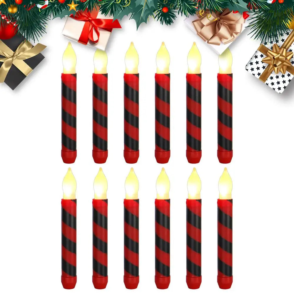 Led Halloween Flameless Candles Stripe Design 12 Pack