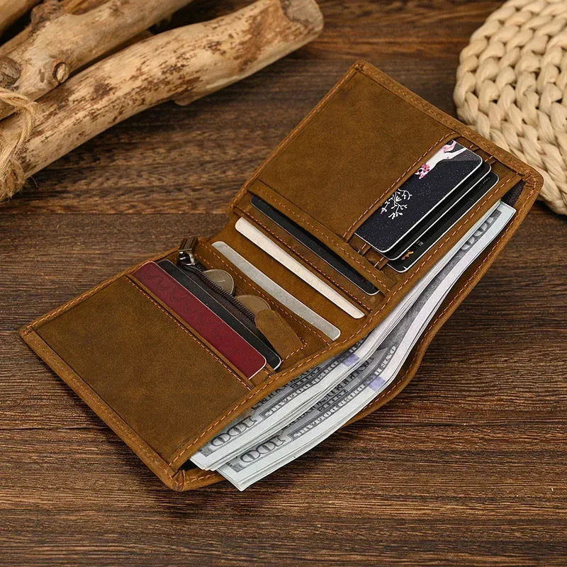 Genuine Leather Short Wallet Card Holder For Men Premium