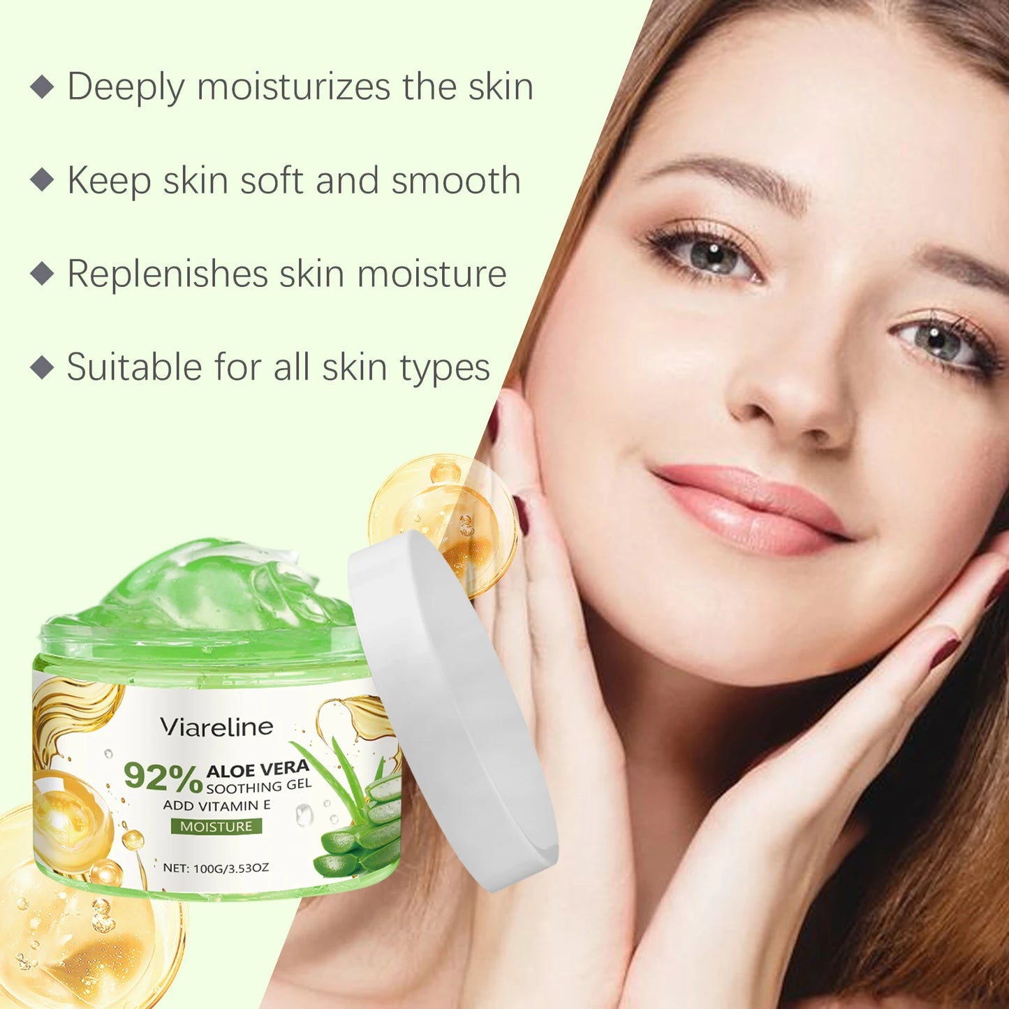Viareline Aloe Vera Facial Care Gel Moisturizing Soothing Relief