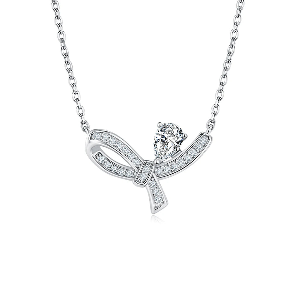 GEM'S BALLET Bowtie Pendant Moissanite Necklace