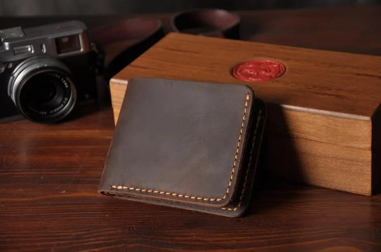 Vintage Crazy Horse Genuine Leather Wallet For Men