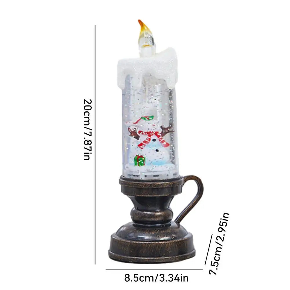 Feature Glittering Snow Globe Candle Battery Operated LED