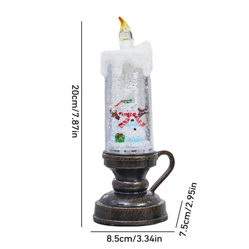 Feature Glittering Snow Globe Candle Battery Operated LED